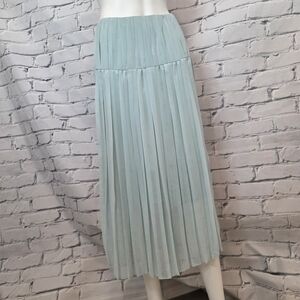 See By Chloe Mint Pleated Midi Skirt
